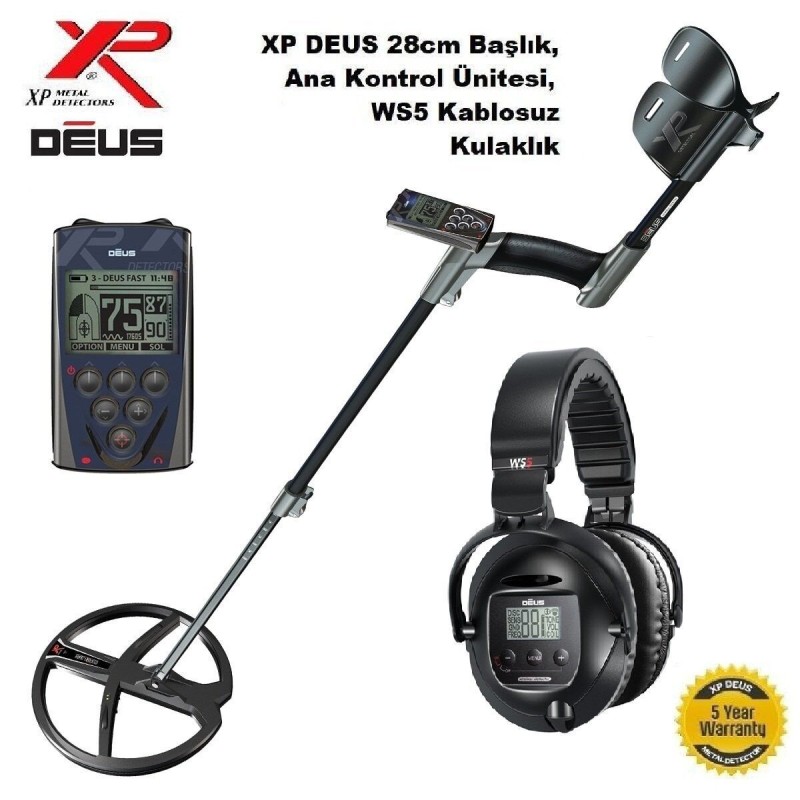 Deus Dedektör FULL 28cm X35 başlık,WS5 Kulaklık,Ana Kontrol Ünitesi,(Türkçe Menü)-XP